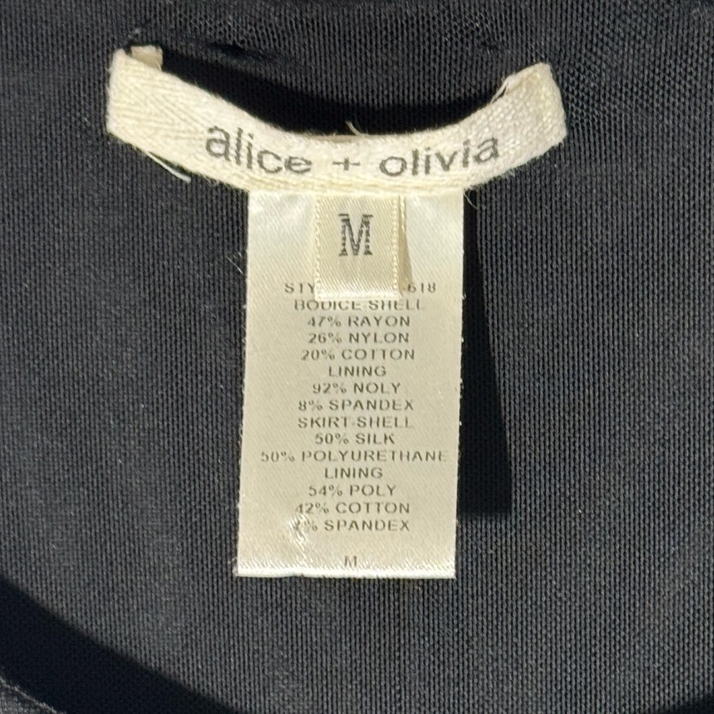 Alice + Olivia Black Sequin Fit & Flare Dress | Size M - Picture 3 of 8